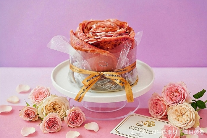 裕元花園酒店推出20週年慶限量玫瑰花造型母親節蛋糕「綻放之愛」。(圖/裕元花園酒店提供)